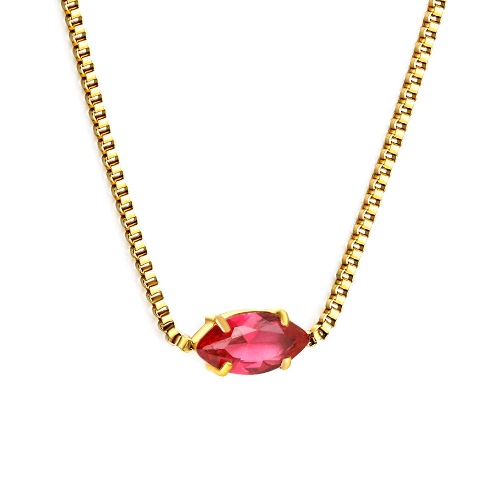 2024 New year 12 different colors diamond pendant necklace 42+5cm asonjewelry